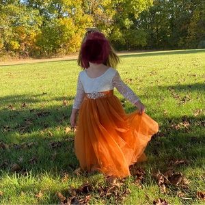 Fall flower girl lace dress